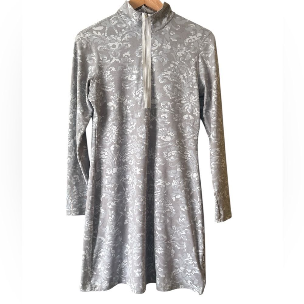 Title Nine Floral Paisley Printed Front Zip Long Sleeve Dress Athleisure Sz M